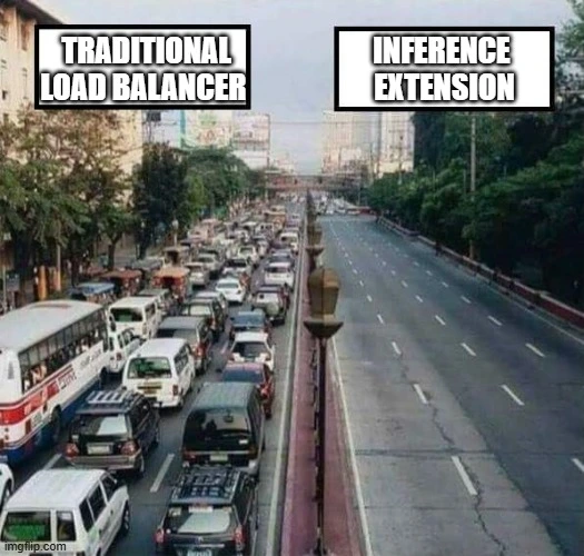 traditional_load_balancer_vs_inference_Extension_meme